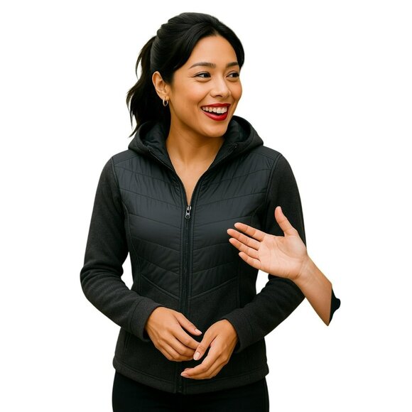 Outdoor Research Cyprus Hybrid Full Zip Hoody Womans S/P Jacket Gray Wool Blend - Picture 1 of 14